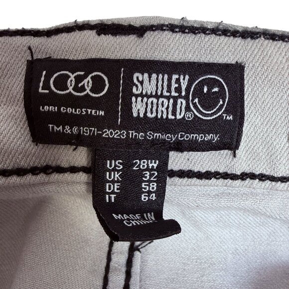 LOGO Lori Goldstein Smiley World Wide Leg Jeans Plus Size 28W Gray Tie Dye NWT - Picture 11 of 16